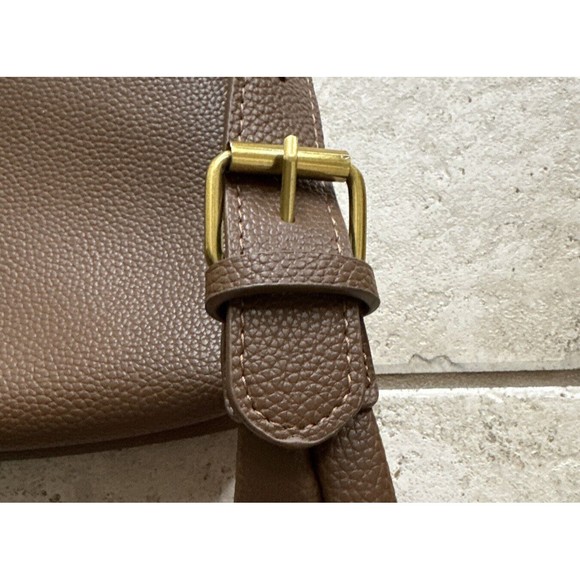 Women's Brown Tote Purse Handbag Faux Leather w/ Makeup Cosmetics Bag - Picture 6 of 16